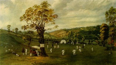 "Cricket Match Between Nottingham and Leicester, n. 1829", 1947. tekijältä Unbekannt