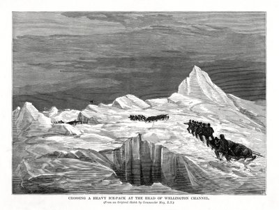 Raskaan jääpakkauksen ylittäminen Wellington Channelin kärjessä, 1877 tekijältä Unbekannt