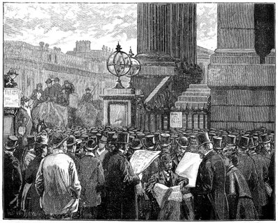 Yleisö Mansion Housessa lukemassa tiedotetta Walesin prinssin sairaudesta, 1871 1900 tekijältä Unbekannt