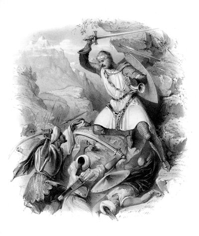 Ristiretkeläinen taistelussa, 1800-luku tekijältä Unbekannt
