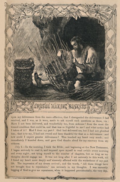 Crusoe Making Baskets, c1870 tekijältä Unbekannt