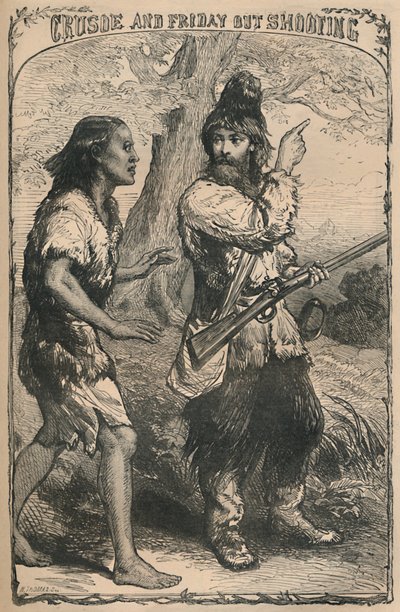 Crusoe and Friday Out Shooting, c1870 tekijältä Unbekannt