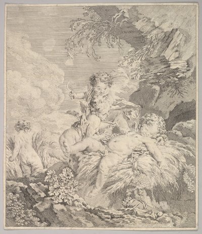 Amorit kutittavat toisiaan, 1700-luku. tekijältä Unbekannt