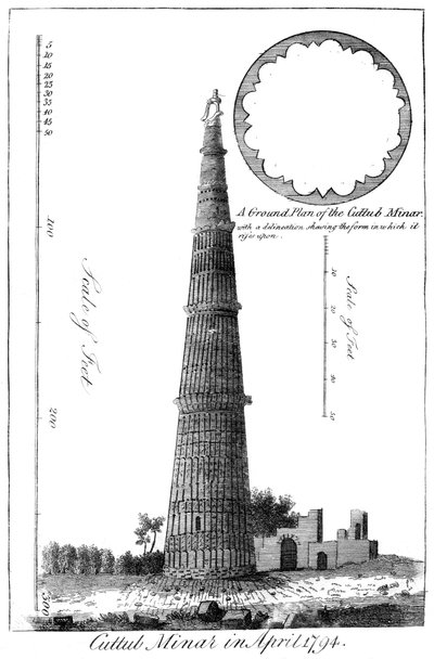 Cuttub Minar huhtikuussa 1794, 1799 tekijältä Unbekannt