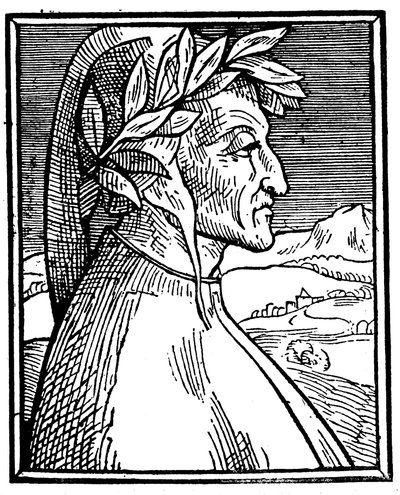 Dante Alighieri 1265-1321, italialainen runoilija, 1521 tekijältä Unbekannt
