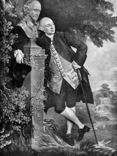 David Garrick 1717-1779, englantilainen näyttelijä, näytelmäkirjailija, teatterijohtaja ja tuottaja, 1905 tekijältä Unbekannt