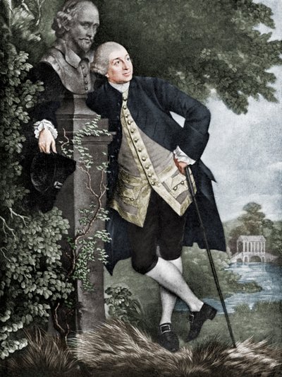 David Garrick 1717-1779, englantilainen näyttelijä, näytelmäkirjailija, teatterijohtaja ja tuottaja, 1905 tekijältä Unbekannt