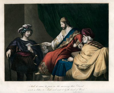 ...Daavid kirjoitti kirjeen Joabille ja lähetti sen Urian kädellä, v. 1850 tekijältä Unbekannt