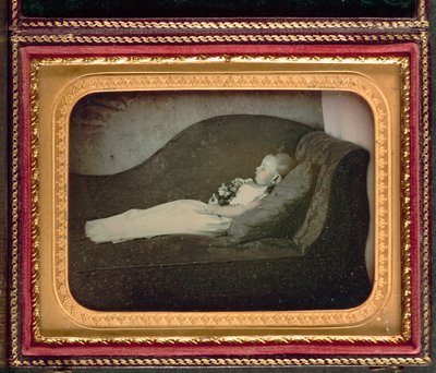 Kuollut lapsi sohvalla, n. 1855. tekijältä Unbekannt