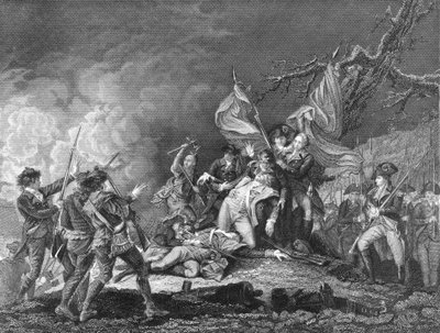 Kenraali Montgomeryn kuolema Quebecissä joulukuussa 1775. tekijältä Unbekannt