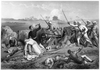 Majuri Skenen ja hänen vaimonsa kuolema Jhansissa, 1857, n. 1860 tekijältä Unbekannt