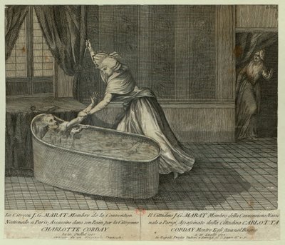 Maratin kuolema, n. 1793. tekijältä Unbekannt