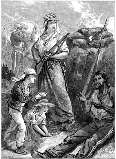 Linnoituksen puolustaminen Futtegurhissa, Intian kapina, 1857-1859 c1895 tekijältä Unbekannt