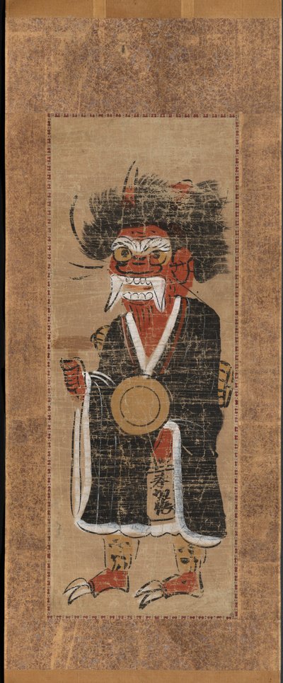 Demoni, joka säveltää Buddhan nimen Oni no nenbutsu, 1700-luku. tekijältä Unbekannt