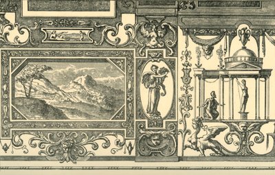 Suunnittelu seinä- tai kattokoristeeksi groteskilla maulla, 1500-luku, 1881. tekijältä Unbekannt