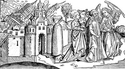 Sodoman ja Gomorran tuho maanjäristyksessä, 1493 tekijältä Unbekannt