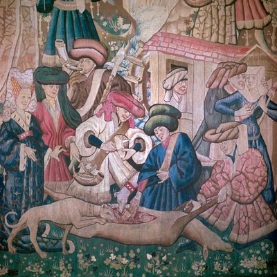 Yksityiskohta Devonshire Hunting Tapestriesista, 1400-luku tekijältä Unbekannt