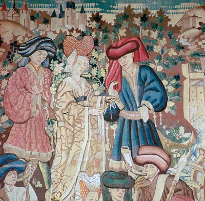 Yksityiskohta Devonshire Hunting Tapestriesista, 1400-luku tekijältä Unbekannt