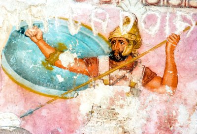 Yksityiskohta maalauksesta Tarquinian etruskien sarkofagiin, 4. vuosisadan lopulla eKr tekijältä Unbekannt