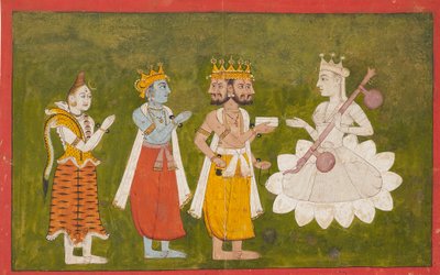 Devi, jota Brahma, Vishnu ja Shiva kunnioittavat, 1710 tekijältä Unbekannt