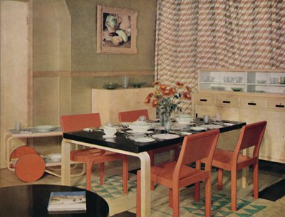Ruokasali suomalaisilla kalusteilla, 1938 tekijältä Unbekannt