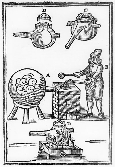 Vitriolirikkihapon tai H2S04-öljyn tislaus, 1651 tekijältä Unbekannt