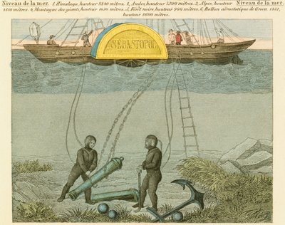 Sukeltajat pelastavat aseita merenpohjasta, c1855 tekijältä Unbekannt