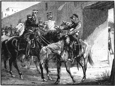 Tohtori Brydon saapuu Jelalabadiin uutisten kanssa brittien kuolemista, ensimmäinen englantilais-afganistanilainen sota, 1842, c1885 tekijältä Unbekannt