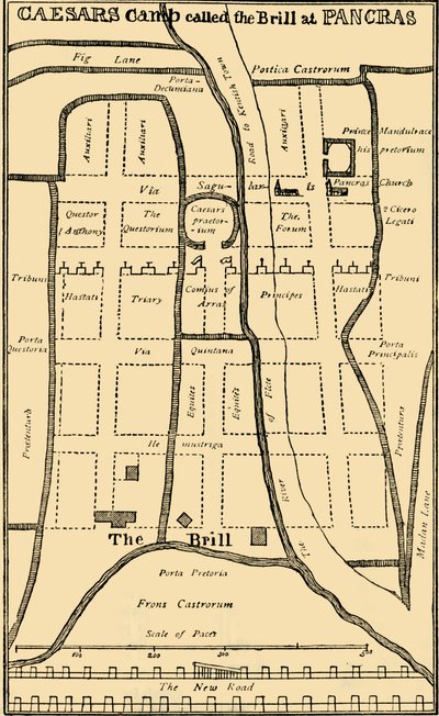 Tohtori Stukeleys St. Pancrasin leirin suunnitelma, c1750, c1876. tekijältä Unbekannt