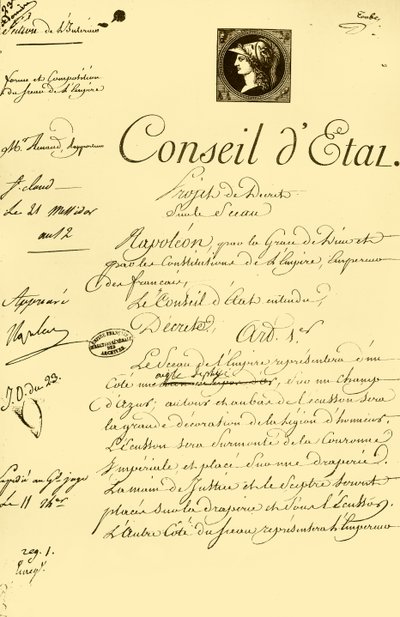 Asetusluonnos keisarillisen sinetin muodosta ja koostumuksesta, 10.7.1804, 1921. tekijältä Unbekannt