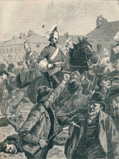 Raguunit ja ylämaalaiset hajottavat mellakoijia Belfastissa, 1872 1906. tekijältä Unbekannt