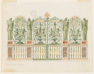 Piirustus, Kappelin porttihanke, 1845 tekijältä Unbekannt