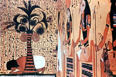 Juominen joesta, temppelin seinämaalaus, Thebes, Egypti tekijältä Unbekannt