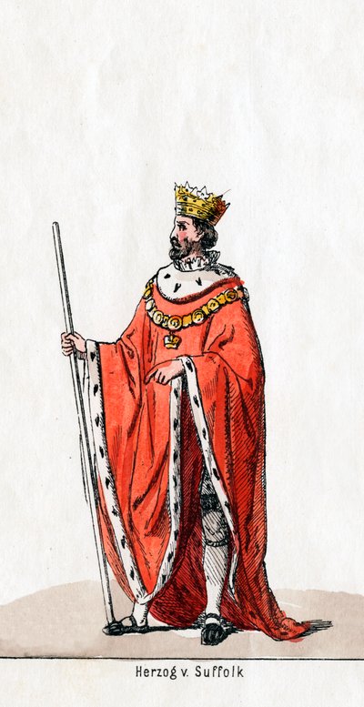 Suffolkin herttua, pukusuunnittelu Shakespearen näytelmään, Henry VIII, 1800-luku tekijältä Unbekannt