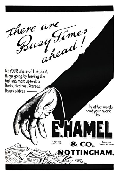 E. Hamel & Co:n mainos - Edessä on kiireisiä aikoja!, 1919 tekijältä Unbekannt