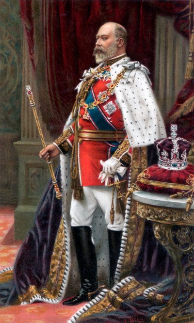 Edward VII täydessä kruunausvaatteissa, 1902 tekijältä Unbekannt
