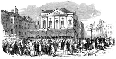 Vaalijuhlat Clerkenwell Greenissä Finsburyn vaalien aikana, Lontoo, 1852 tekijältä Unbekannt