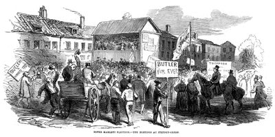 Vaalijuhlat Stepney Greenissä Tower Hamlets -vaalien aikana Lontoossa 1852 tekijältä Unbekannt