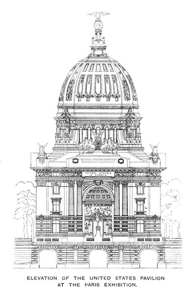 Yhdysvaltain paviljongin korotus Pariisin näyttelyssä, 1900 tekijältä Unbekannt