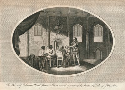 Gloucesterin herttua Richard syytti Elizabeth Woodvilleä ja Jane Shorea, 1483 1793 tekijältä Unbekannt