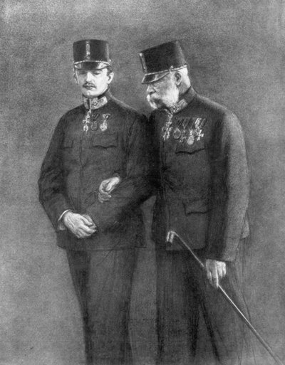 Itävallan keisari Franz Josef I ja arkkiherttua Charles Habsburg, 1926 tekijältä Unbekannt