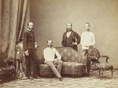 Itävallan keisari Franz Joseph I veljiensä kanssa, 1864. tekijältä Unbekannt