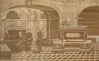 Keisari Nikolai I Itävallan keisari Francis I:n arkussa, noin 1835 tekijältä Unbekannt