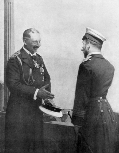 Saksan keisari Welhelm II tervehtii Venäjän tsaari Nikolai II:ta ennen ensimmäistä maailmansotaa tekijältä Unbekannt