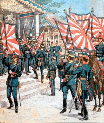 Japanin keisari esittelee värejä japanilaisille rykmenteille, 1904 tekijältä Unbekannt