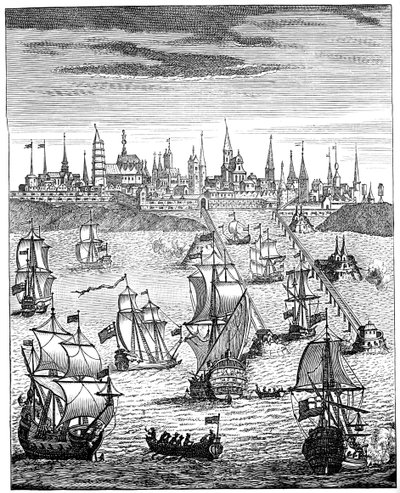 Englantilainen laivue, joka kuljettaa joukkoja ottamaan haltuunsa Dunkerquen, 1708, 1894 tekijältä Unbekannt