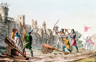 Englantilaiset joukot hyökkäämässä ranskalaiseen kaupunkiin, satavuotinen sota, 1337-1453 c1830 tekijältä Unbekannt