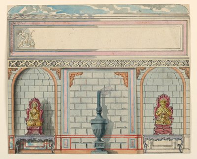 Sisääntuloaula, itäseinä, Royal Pavilion, Brighton, ennen vuotta 1802. tekijältä Unbekannt