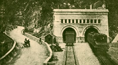 Simplon-tunnelin sisäänkäynti 12 12 mailia pitkä, joka yhdistää Sveitsin ja Italian, vuodelta 1930. tekijältä Unbekannt