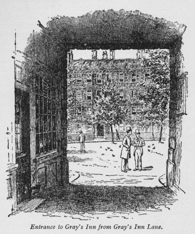 Sisäänkäynti Grays Inniin Grays Inn Lanelta, vuodelta 1918 tekijältä Unbekannt
